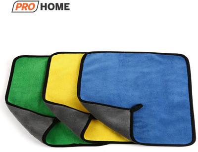 Pro Home Microfiber Vehicle Washing  Cloth(Pack Of 3, 500 GSM)