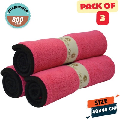 MUSHIES Microfiber Vehicle Washing  Cloth(Pack Of 3, 800 GSM)