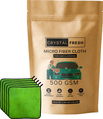 CRYSTALFRESH Microfiber Vehicle Washing  Cloth(Pack Of 5, 500 GSM)