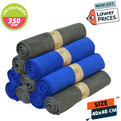 MUSHIES Microfiber Vehicle Washing  Cloth(Pack Of 10, 350 GSM)