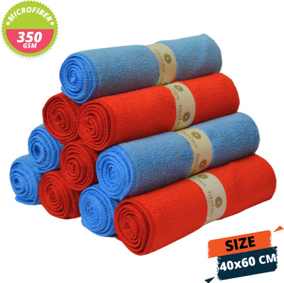 MUSHIES Microfiber Vehicle Washing  Cloth(Pack Of 10, 350 GSM)