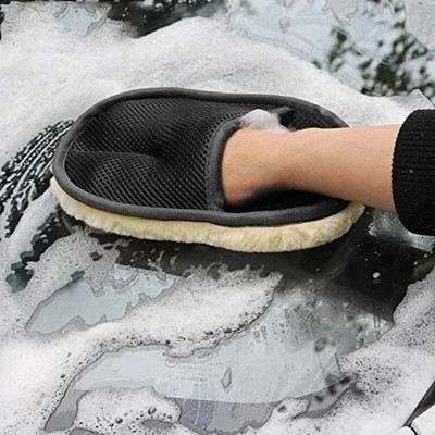 Campark Wool Vehicle Washing  Washing Mitt Hand Glove(Pack Of 1, 800 GSM)
