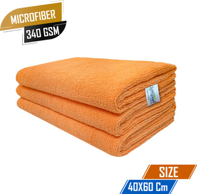 SOFTSPUN Microfiber Vehicle Washing  Cloth(Pack Of 3, 340 GSM)