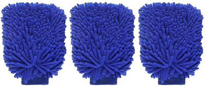Zentrova Fabric Vehicle Washing  Washing Mitt Hand Glove(Pack Of 3, 340 GSM)