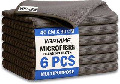 VRPRIME Microfiber Vehicle Washing  Cloth(Pack Of 6, 340 GSM)