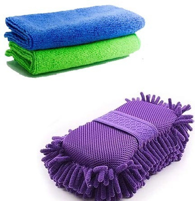WINKCART Microfiber, Cotton Vehicle Washing  Sponge(Pack Of 3, 350 GSM)