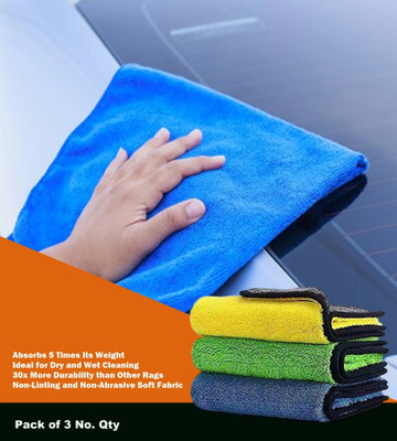 Ecnailer Microfiber Vehicle Washing  Cloth(Pack Of 3, 300 GSM)