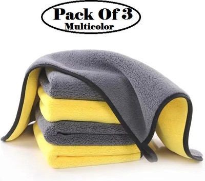 AirSoft Cotton, Microfiber Vehicle Washing  Cloth(Pack Of 3, 800 GSM)