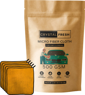 CRYSTALFRESH Microfiber Vehicle Washing  Cloth(Pack Of 5, 500 GSM)