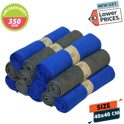 MUSHIES Microfiber Vehicle Washing  Cloth(Pack Of 12, 350 GSM)