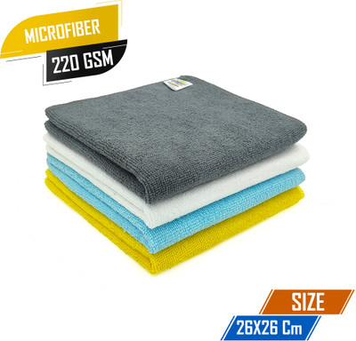 SOFTSPUN Microfiber Vehicle Washing  Cloth(Pack Of 4, 220 GSM)