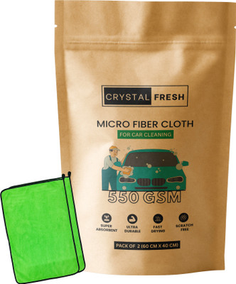 CRYSTALFRESH Microfiber Vehicle Washing  Cloth(Pack Of 2, 550 GSM)