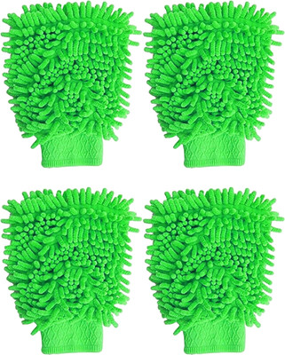 TruVeli Microfiber Vehicle Washing  Hand Glove(Pack Of 4)