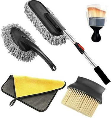 AOLTURI 5-in-1 Car Cleaning Kit Microfiber Dusters & Brushes Scratch & Lint Free Combo
