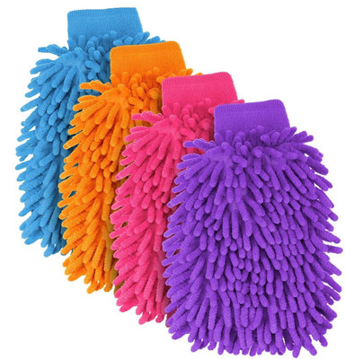 Cathiya sales Microfiber Vehicle Washing  Hand Glove(Pack Of 4, 350 GSM)