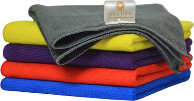 MUSHIES Microfiber Vehicle Washing  Cloth(Pack Of 5, 340 GSM)