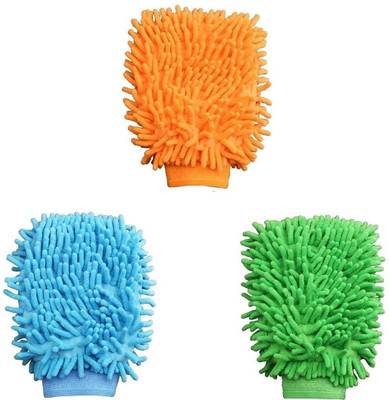 carempire Microfiber Vehicle Washing  Washing Mitt Hand Glove(Pack Of 3)