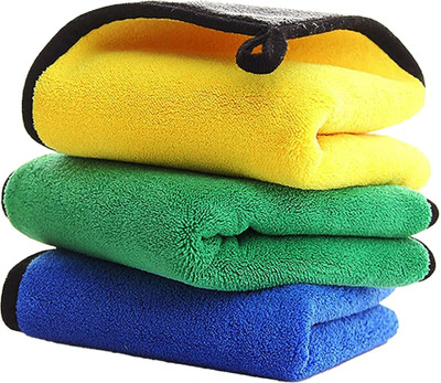 Airmate Fabric Vehicle Washing  Cloth(Pack Of 3, 600 GSM)