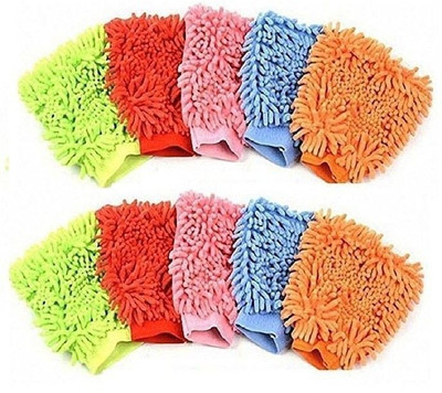 Anuakho Microfiber Vehicle Washing  Hand Glove(Pack Of 10, 1700 GSM)