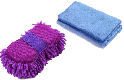 WINKCART Microfiber, Cotton Vehicle Washing  Sponge(Pack Of 2)