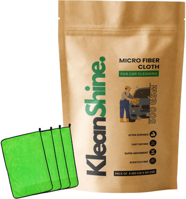 KleanShine Microfiber Vehicle Washing  Cloth(Pack Of 4, 500 GSM)