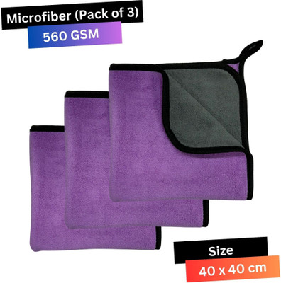CRYSTALFRESH Microfiber Vehicle Washing  Cloth(Pack Of 3, 300 GSM)