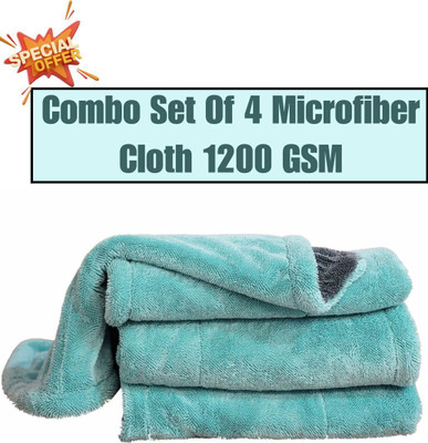 AUTO PICKUP Microfiber, Polyester, Polyurethane Vehicle Washing  Cloth(Pack Of 4, 1200 GSM)