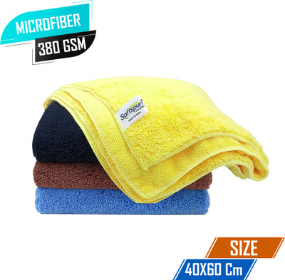 SOFTSPUN Microfiber Vehicle Washing  Cloth(Pack Of 4, 340 GSM)