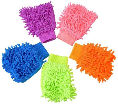 CasaLoom Microfiber Vehicle Washing  Hand Glove(Pack Of 5, 600 GSM)