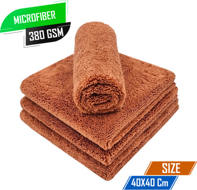 SOFTSPUN Microfiber Vehicle Washing  Cloth(Pack Of 4, 380 GSM)