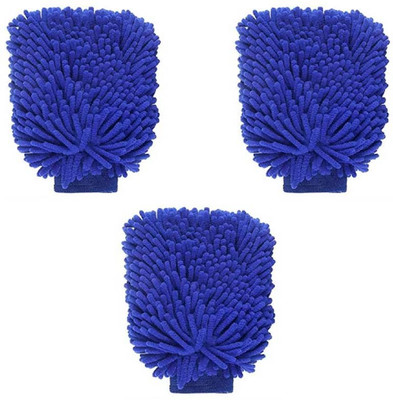 WINKCART Microfiber Vehicle Washing  Hand Glove(Pack Of 3, 600 GSM)