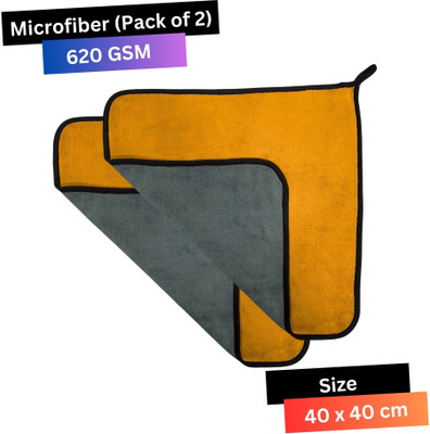 CRYSTALFRESH Microfiber Vehicle Washing  Cloth(Pack Of 2, 620 GSM)