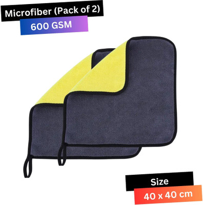 KLEAR Microfiber Vehicle Washing  Cloth(Pack Of 2, 600 GSM)