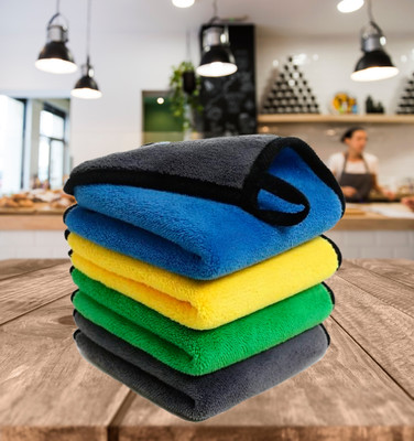 Cotton Bolls Textiles Microfiber Vehicle Washing  Cloth(Pack Of 4, 600 GSM)