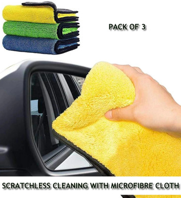 Ecnailer Microfiber Vehicle Washing  Cloth(Pack Of 3, 300 GSM)