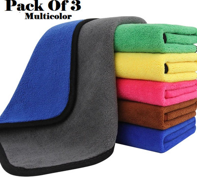 AirSoft Cotton, Microfiber Vehicle Washing  Cloth(Pack Of 3, 800 GSM)