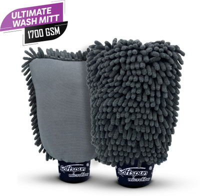 SOFTSPUN SINSD_GY2 Microfiber Vehicle Washing  Hand Glove(Pack Of 2, 1700 GSM)