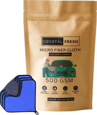 CRYSTALFRESH Microfiber Vehicle Washing  Cloth(Pack Of 3, 500 GSM)