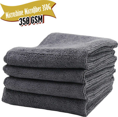 MICROSHINE Microfiber Vehicle Washing  Cloth(Pack Of 4, 350 GSM)