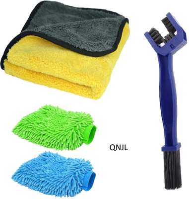 QNJL Microfiber Vehicle Washing  Chain Cleaner Brush(Pack Of 4)