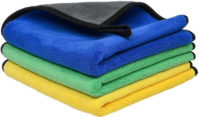 Wow Interiors Microfiber Vehicle Washing  Cloth(Pack Of 3, 600 GSM)