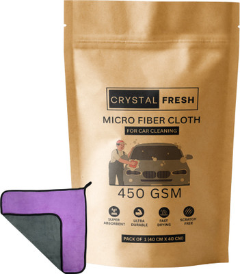 CRYSTALFRESH Microfiber Vehicle Washing  Cloth(Pack Of 1, 450 GSM)