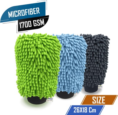 SOFTSPUN Microfiber Vehicle Washing  Hand Glove(Pack Of 3, 1700 GSM)