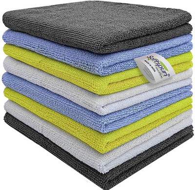 SOFTSPUN Microfiber Vehicle Washing  Cloth(Pack Of 10, 340 GSM)