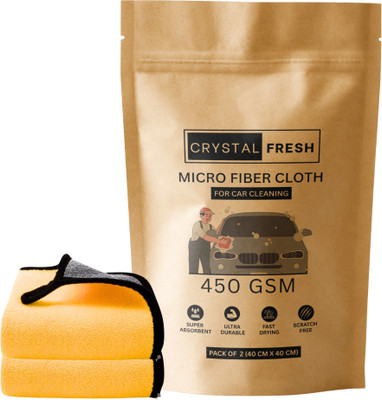 CRYSTALFRESH Microfiber Vehicle Washing  Cloth(Pack Of 2, 450 GSM)