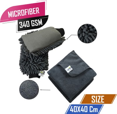 SOFTSPUN Microfiber Vehicle Washing  Cloth(Pack Of 4, 340 GSM)