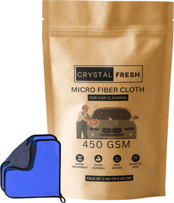 CRYSTALFRESH Microfiber Vehicle Washing  Cloth(Pack Of 2, 450 GSM)