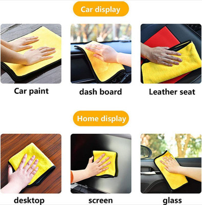 Manav Pack of 5 Lint Free Dual Sided Vehicle, Glass & floor Cleaning Cloth MC2.493 Wet and Dry Microfiber Cleaning Cloth(5 Units)