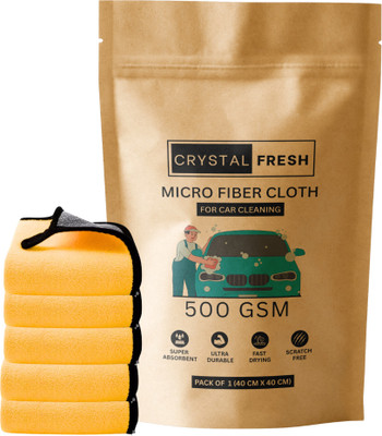 CRYSTALFRESH Microfiber Vehicle Washing  Cloth(Pack Of 5, 500 GSM)