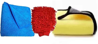 WINKCART Microfiber, Cotton Vehicle Washing  Cloth(Pack Of 3, 600 GSM)